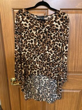 Zanzea Leopard Print Long Sleeve Tunic in Brown and Black fits like a Large